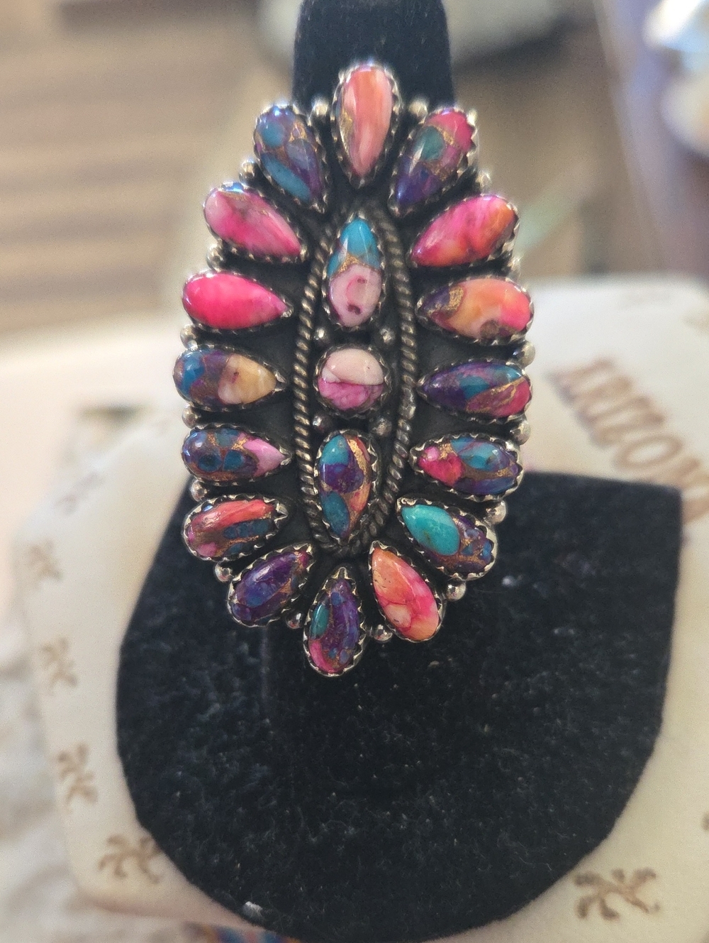 PINK DREAM Mohave Stone Cluster Statement Ring - Adjustable
